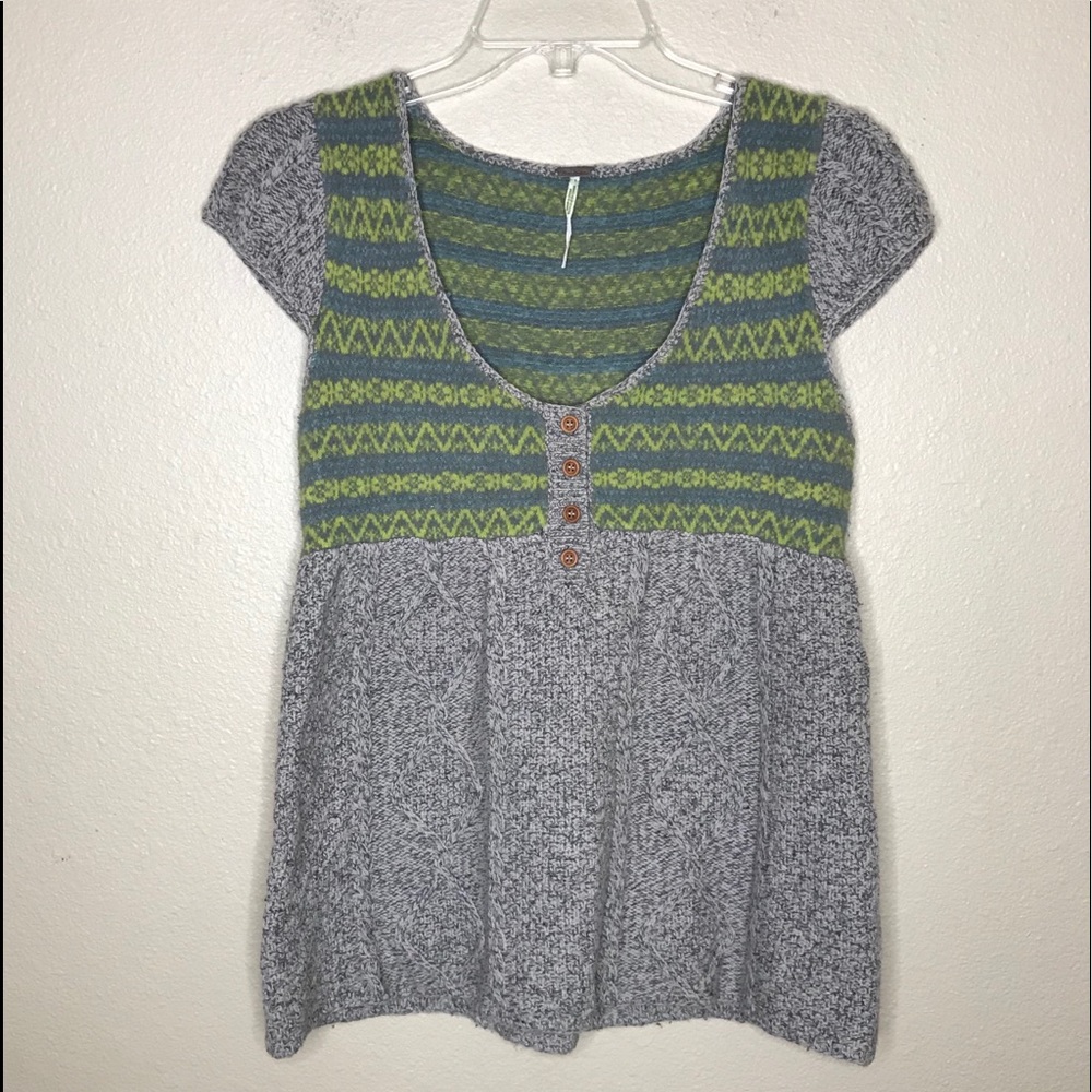 FREE PEOPLE Cap Sleeve Knit Top